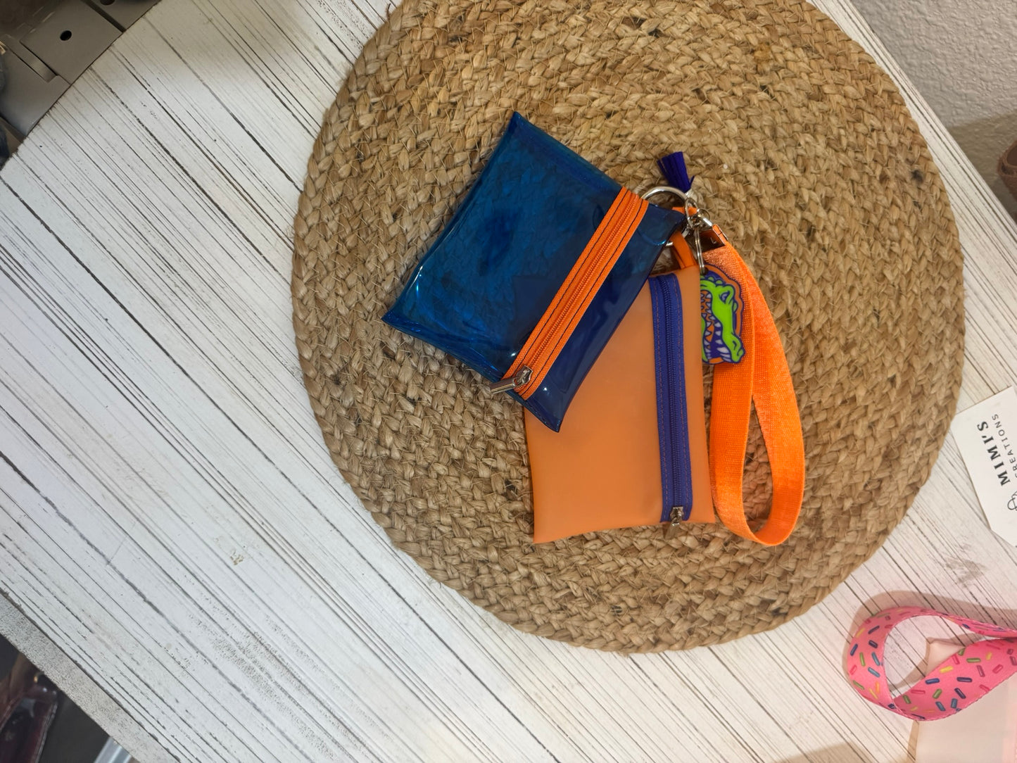 Blue and Orange Team Wristlet