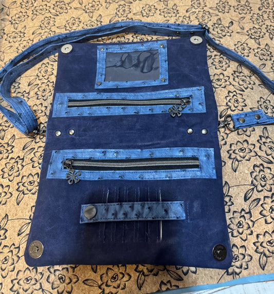 Bend and Snap Clutch – Faux Ostrich Leather & Waxed Canvas