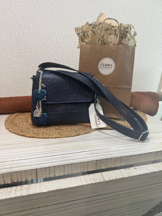 Navy "Ostrich" Convertible Bag (Made to Order)
