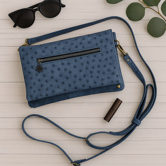 Bend and Snap Clutch – Faux Ostrich Leather & Waxed Canvas