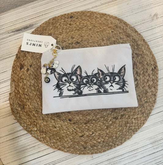Three Cats Pouch (Lined)