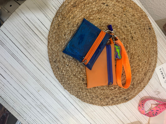 Blue and Orange Team Wristlet